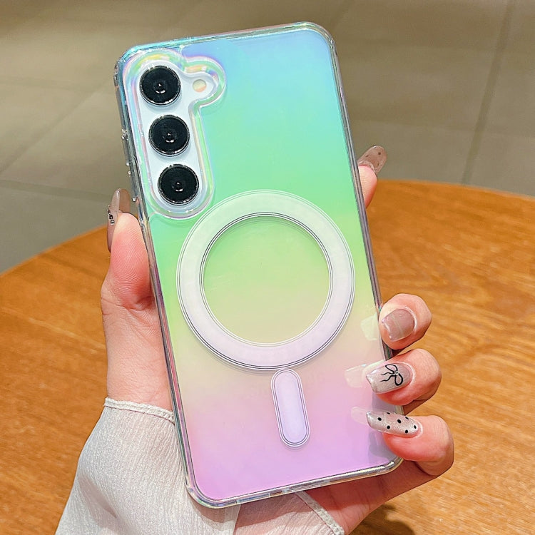 For Samsung Galaxy S21 FE 5G Gradient Color MagSafe Airbag Full Coverage Phone Case(Rainbow) by buy2fix