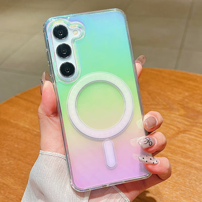 For Samsung Galaxy S21 FE 5G Gradient Color MagSafe Airbag Full Coverage Phone Case(Rainbow) by buy2fix