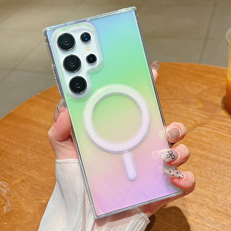 For Samsung Galaxy S22 Ultra 5G Gradient Color MagSafe Airbag Full Coverage Phone Case(Rainbow) by buy2fix