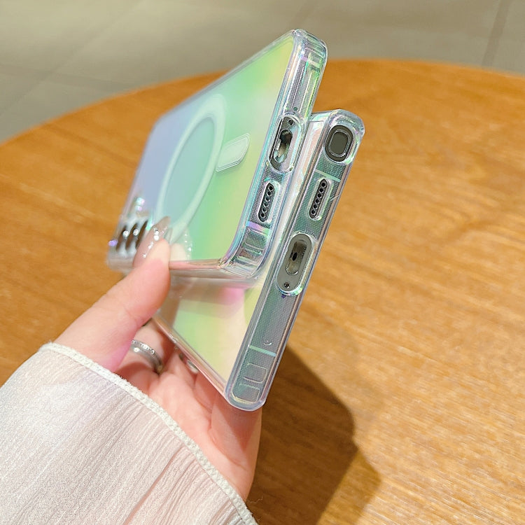 For Samsung Galaxy S22 Ultra 5G Gradient Color MagSafe Airbag Full Coverage Phone Case(Rainbow) by buy2fix