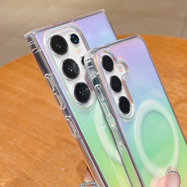 For Samsung Galaxy S21 FE 5G Gradient Color MagSafe Airbag Full Coverage Phone Case(Rainbow) by buy2fix