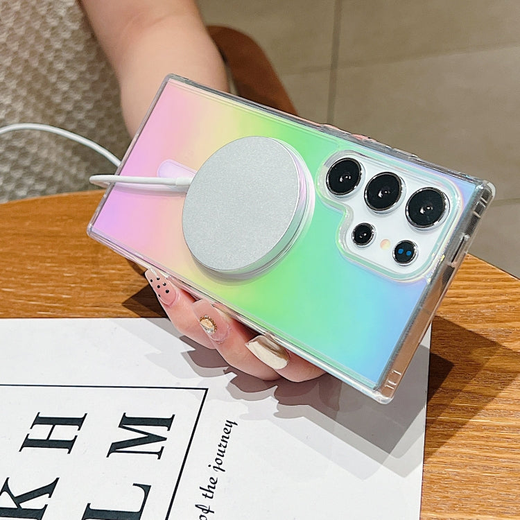 For Samsung Galaxy S21 FE 5G Gradient Color MagSafe Airbag Full Coverage Phone Case(Rainbow) by buy2fix