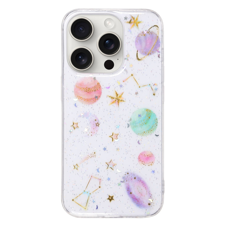 For iPhone 16 Pro Max Cosmic Star Glitter Epoxy TPU Phone Case(Transparent Purple) by buy2fix
