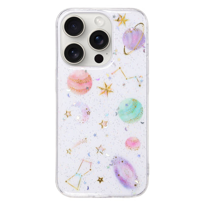 For iPhone 16 Pro Max Cosmic Star Glitter Epoxy TPU Phone Case(Transparent Purple) by buy2fix