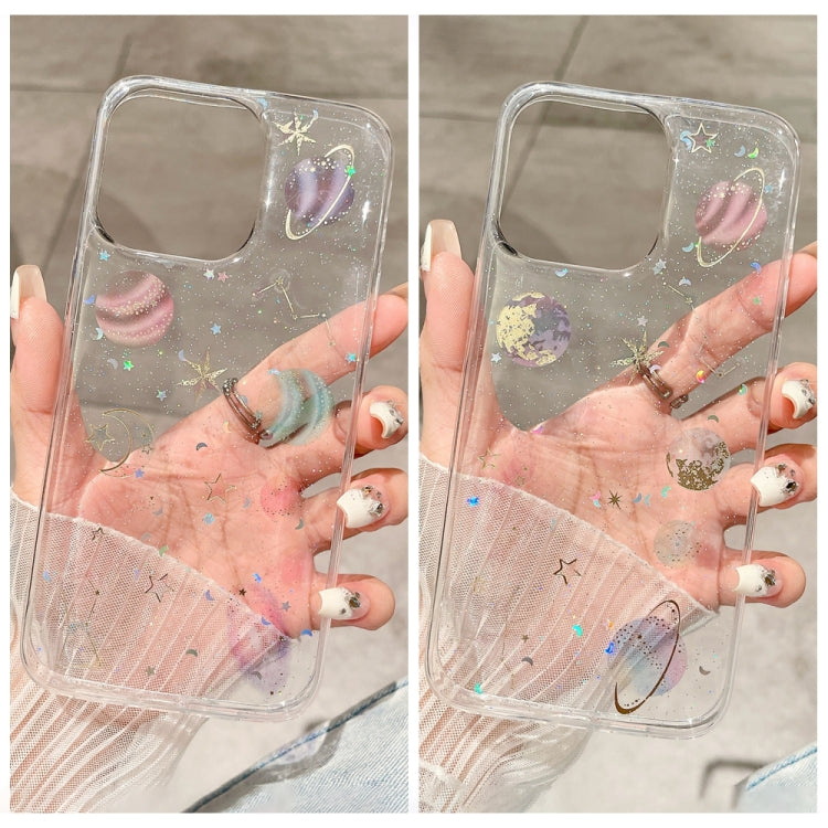 For iPhone 16 Pro Max Cosmic Star Glitter Epoxy TPU Phone Case(Transparent Purple) by buy2fix