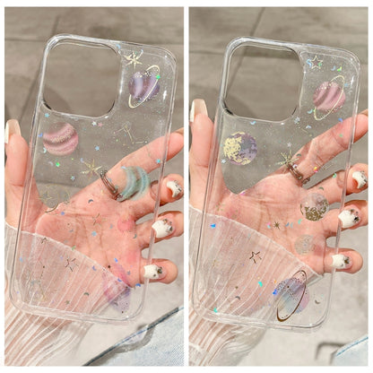 For iPhone 16 Pro Max Cosmic Star Glitter Epoxy TPU Phone Case(Transparent Purple) by buy2fix