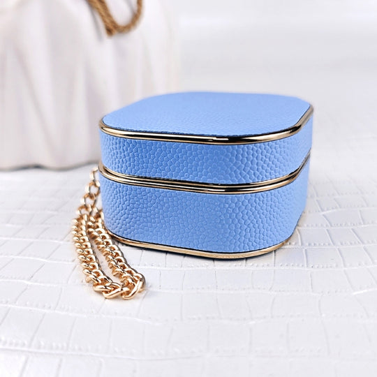 For Samsung Galaxy Buds2 / 2 Pro / Pro Litchi Texture Earbuds Box Leather Protective Case with Metal Bracelet(Blue)