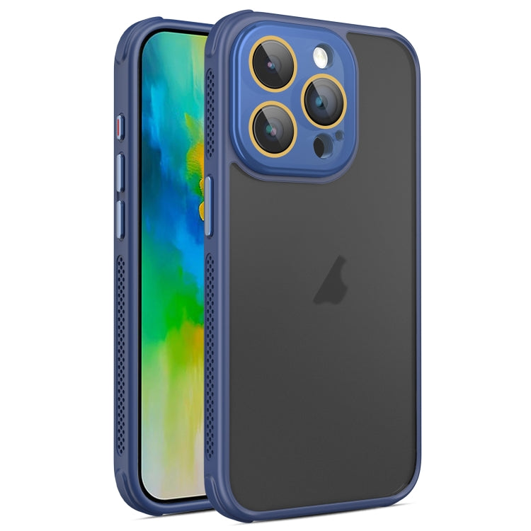 For iPhone 16 Pro Max Hardware Side Cooling Skin Feel Frosted Phone Case with Lens Film(Blue) by buy2fix