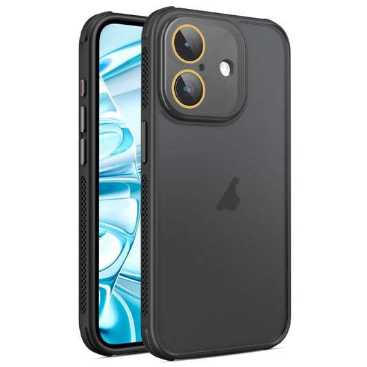 For iPhone 16 Plus Hardware Side Cooling Skin Feel Frosted Phone Case with Lens Film(Black) - iPhone 16 Plus Cases by buy2fix | Online Shopping UK | buy2fix