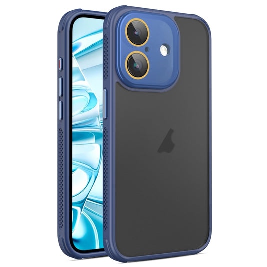 For iPhone 16 Plus Hardware Side Cooling Skin Feel Frosted Phone Case with Lens Film(Blue) - iPhone 16 Plus Cases by buy2fix | Online Shopping UK | buy2fix