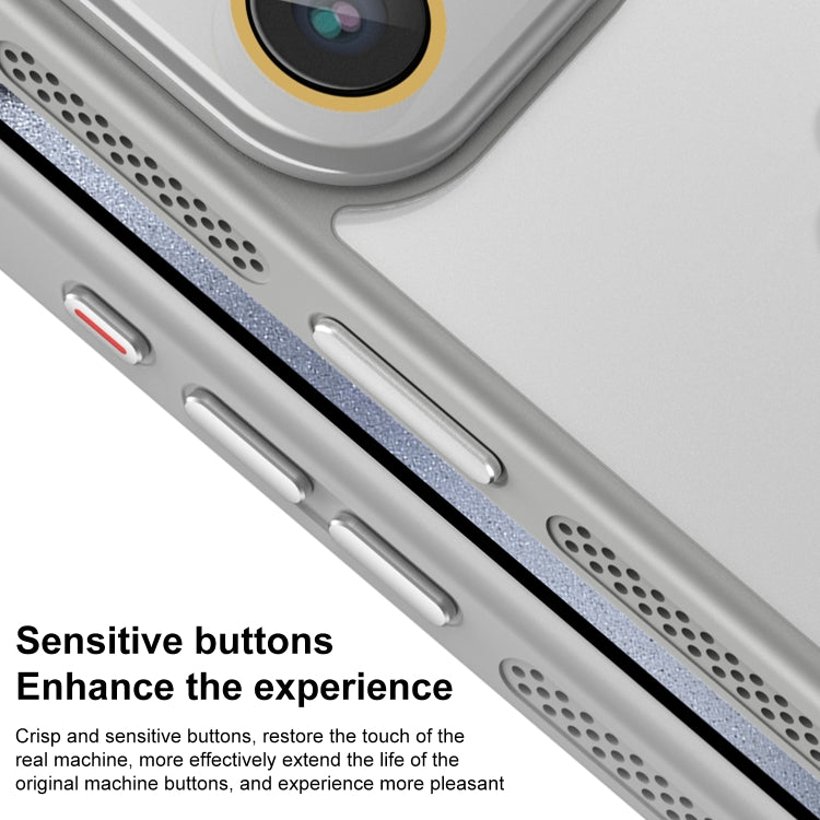 For iPhone 16 Plus Hardware Side Cooling Skin Feel Frosted Phone Case with Lens Film(Grey) - iPhone 16 Plus Cases by buy2fix | Online Shopping UK | buy2fix