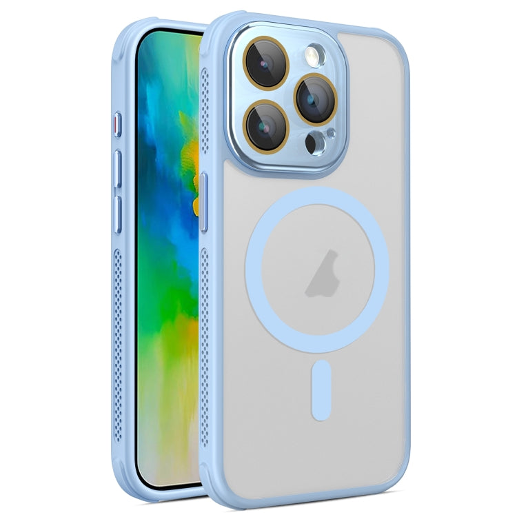 For iPhone 16 Pro Hardware Side Cooling Skin Feel Frosted MagSafe Magnetic Phone Case with Lens Film(Sky Blue) by buy2fix