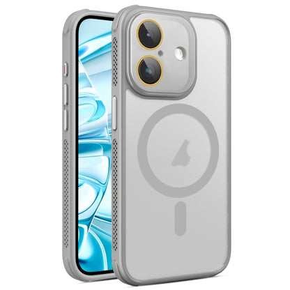 For iPhone 16 Plus Hardware Side Cooling Skin Feel Frosted MagSafe Magnetic Phone Case with Lens Film(Grey) - iPhone 16 Plus Cases by buy2fix | Online Shopping UK | buy2fix