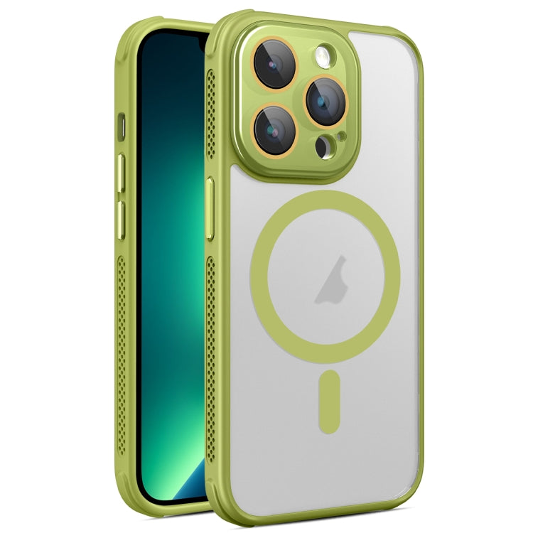 For iPhone 13 Pro Hardware Side Cooling Skin Feel Frosted MagSafe Magnetic Phone Case with Lens Film(Green) by buy2fix