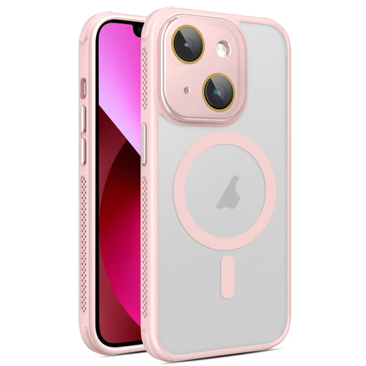 For iPhone 13 Hardware Side Cooling Skin Feel Frosted MagSafe Magnetic Phone Case with Lens Film(Pink) by buy2fix