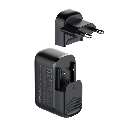LDNIO Q366 65W USB + Dual Type-C Port Charger with 1m USB-C / Type-C to USB-C / Type-C Data Cable, Plug Type:EU Plug(Black) - USB Charger by LDNIO | Online Shopping UK | buy2fix