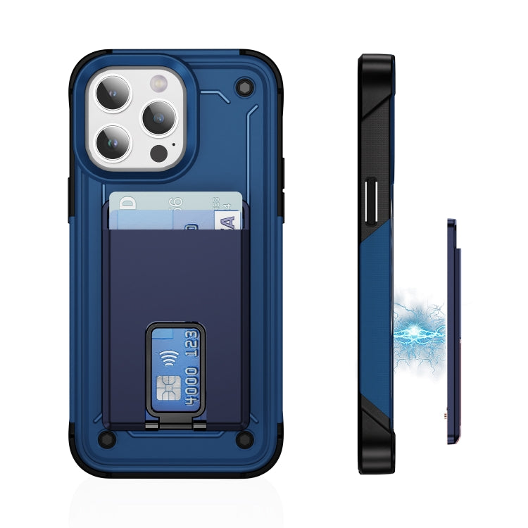 Skin Feel MagSafe Magnetic Phone Card Sleeve with Bracket(Royal Blue) - Adhesive Card Holders by buy2fix | Online Shopping UK | buy2fix