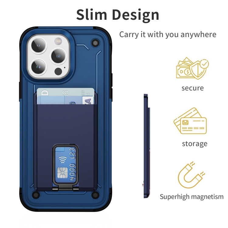 Skin Feel MagSafe Magnetic Phone Card Sleeve with Bracket(Royal Blue) - Adhesive Card Holders by buy2fix | Online Shopping UK | buy2fix