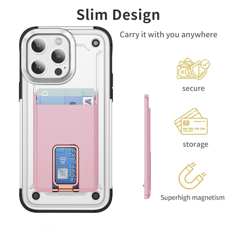 Skin Feel MagSafe Magnetic Phone Card Sleeve with Bracket(Pink) - Adhesive Card Holders by buy2fix | Online Shopping UK | buy2fix
