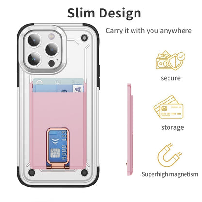 Skin Feel MagSafe Magnetic Phone Card Sleeve with Bracket(Pink) - Adhesive Card Holders by buy2fix | Online Shopping UK | buy2fix