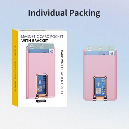 Skin Feel MagSafe Magnetic Phone Card Sleeve with Bracket(Pink) - Adhesive Card Holders by buy2fix | Online Shopping UK | buy2fix