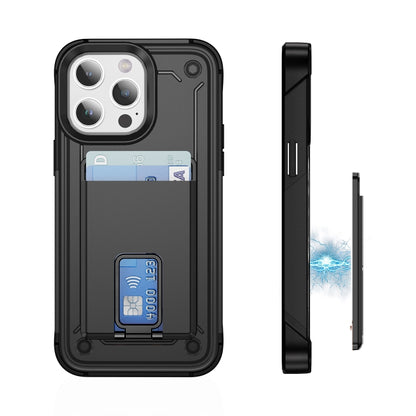 Skin Feel MagSafe Magnetic Phone Card Sleeve with Bracket(Black) - Adhesive Card Holders by buy2fix | Online Shopping UK | buy2fix