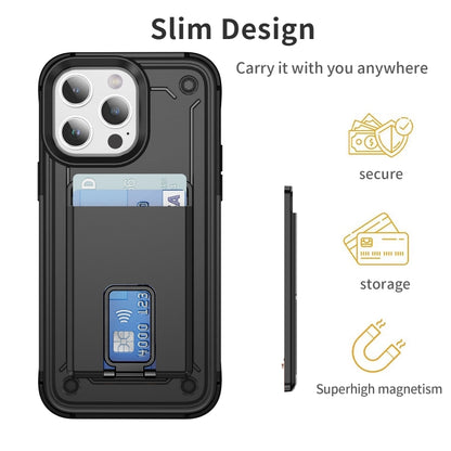 Skin Feel MagSafe Magnetic Phone Card Sleeve with Bracket(Black) - Adhesive Card Holders by buy2fix | Online Shopping UK | buy2fix