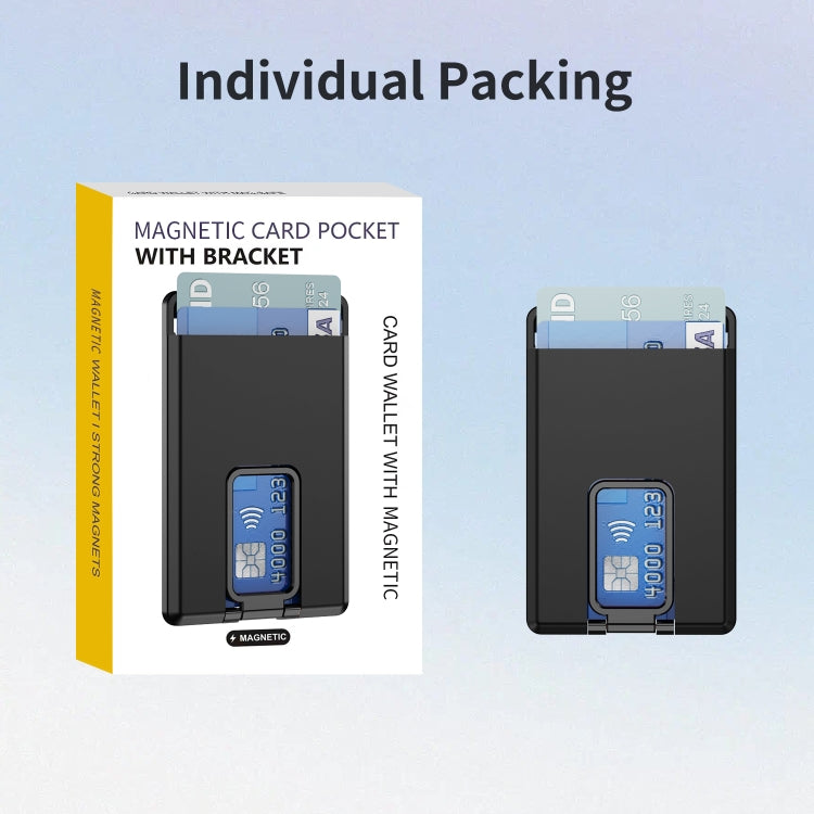 Skin Feel MagSafe Magnetic Phone Card Sleeve with Bracket(Black) - Adhesive Card Holders by buy2fix | Online Shopping UK | buy2fix