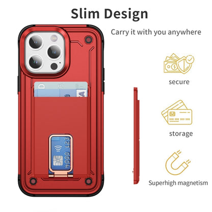 Skin Feel MagSafe Magnetic Phone Card Sleeve with Bracket(Red) - Adhesive Card Holders by buy2fix | Online Shopping UK | buy2fix