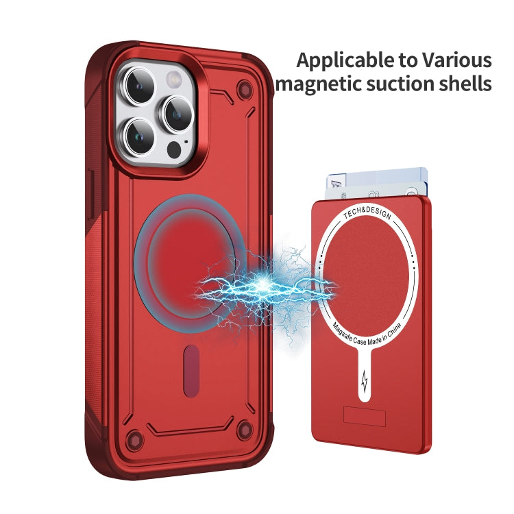 Skin Feel MagSafe Magnetic Phone Card Sleeve with Bracket(Red) - Adhesive Card Holders by buy2fix | Online Shopping UK | buy2fix
