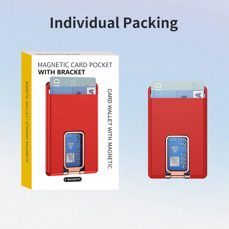 Skin Feel MagSafe Magnetic Phone Card Sleeve with Bracket(Red) - Adhesive Card Holders by buy2fix | Online Shopping UK | buy2fix