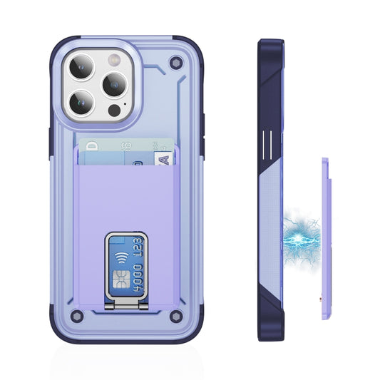 Skin Feel MagSafe Magnetic Phone Card Sleeve with Bracket(Light Purple) - Adhesive Card Holders by buy2fix | Online Shopping UK | buy2fix