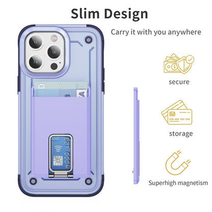 Skin Feel MagSafe Magnetic Phone Card Sleeve with Bracket(Light Purple) - Adhesive Card Holders by buy2fix | Online Shopping UK | buy2fix