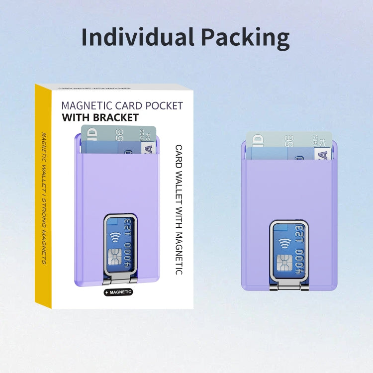 Skin Feel MagSafe Magnetic Phone Card Sleeve with Bracket(Light Purple) - Adhesive Card Holders by buy2fix | Online Shopping UK | buy2fix