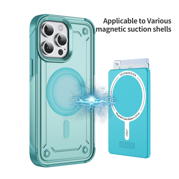 Skin Feel MagSafe Magnetic Phone Card Sleeve with Bracket(Cyan Blue) - Adhesive Card Holders by buy2fix | Online Shopping UK | buy2fix