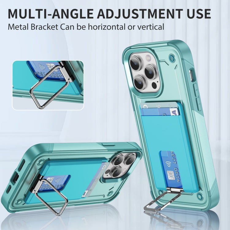 Skin Feel MagSafe Magnetic Phone Card Sleeve with Bracket(Cyan Blue) - Adhesive Card Holders by buy2fix | Online Shopping UK | buy2fix