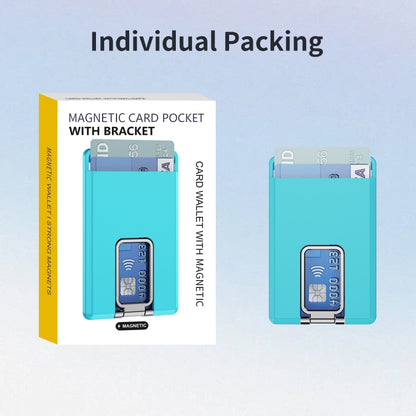 Skin Feel MagSafe Magnetic Phone Card Sleeve with Bracket(Cyan Blue) - Adhesive Card Holders by buy2fix | Online Shopping UK | buy2fix