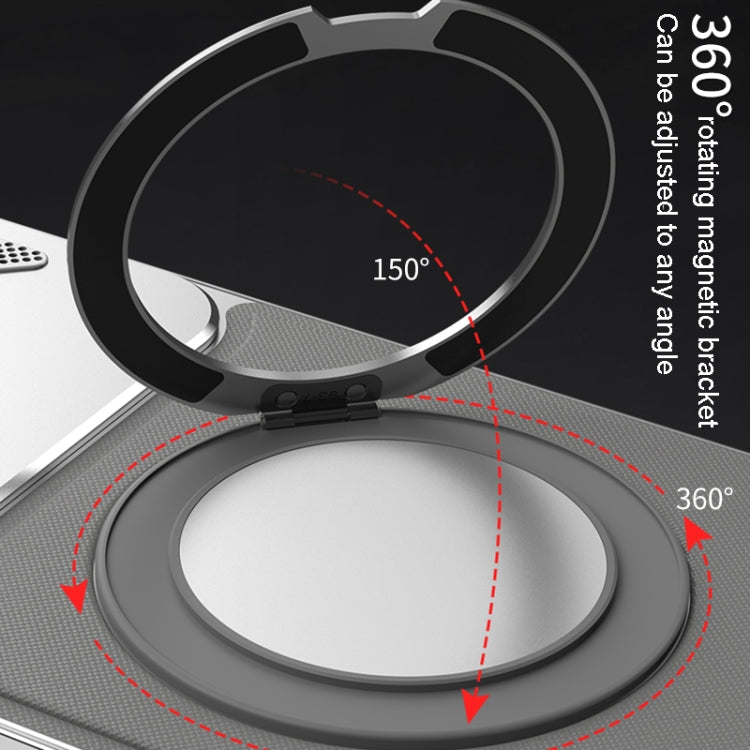 For iPhone 13 Metal Snap Buckle 360 Degree Rotating MagSafe Magnetic Holder Phone Case(Dark Blue Silver) - iPhone 13 Cases by buy2fix | Online Shopping UK | buy2fix