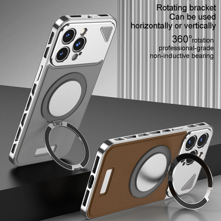 For iPhone 15 Pro Metal Snap Buckle 360 Degree Rotating MagSafe Magnetic Holder Phone Case(Dark Grey Black) - iPhone 15 Pro Cases by buy2fix | Online Shopping UK | buy2fix