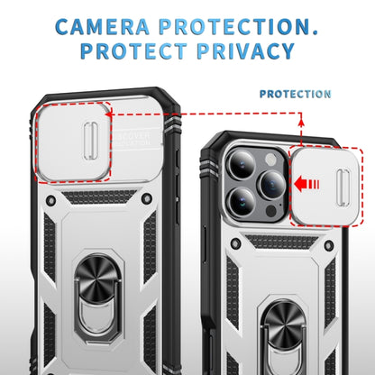 For iPhone 16 Pro Max Sliding Camshield TPU + PC Phone Case with Holder(White+Black) by buy2fix