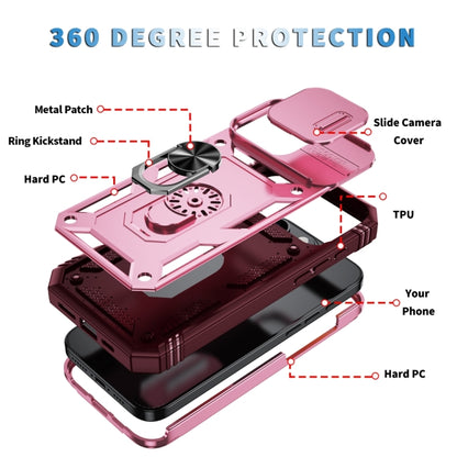 For iPhone 16 Pro Max Sliding Camshield TPU + PC Phone Case with Holder(Pink+Rose Red) by buy2fix