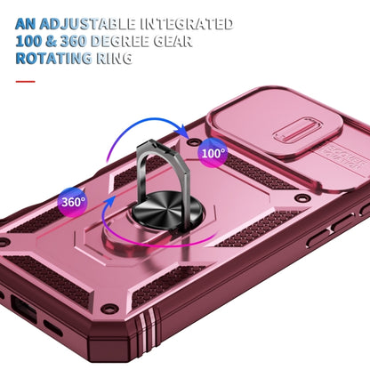 For iPhone 16 Pro Max Sliding Camshield TPU + PC Phone Case with Holder(Pink+Rose Red) by buy2fix