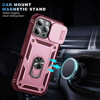 For iPhone 16 Pro Max Sliding Camshield TPU + PC Phone Case with Holder(Pink+Rose Red) by buy2fix