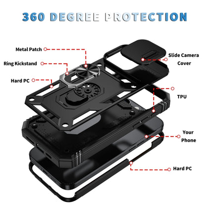 For iPhone 16 Pro Max Sliding Camshield TPU + PC Phone Case with Holder(Black) by buy2fix