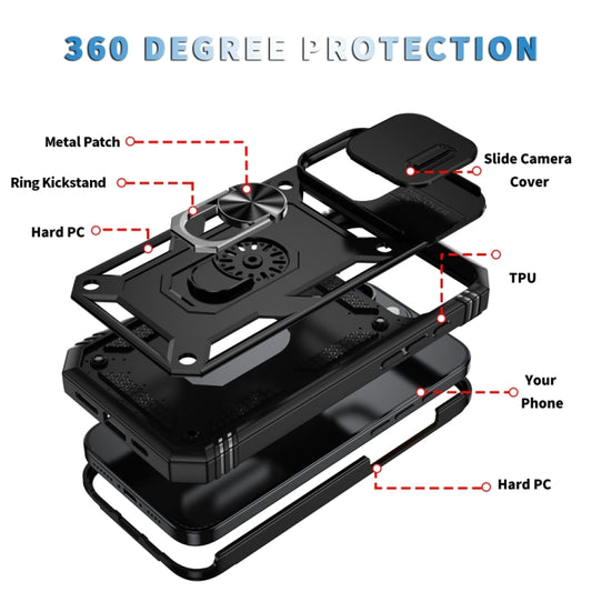 For iPhone 16 Pro Max Sliding Camshield TPU + PC Phone Case with Holder(Black) by buy2fix