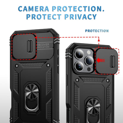For iPhone 16 Pro Max Sliding Camshield TPU + PC Phone Case with Holder(Black) by buy2fix