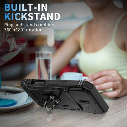 For iPhone 16 Pro Max Sliding Camshield TPU + PC Phone Case with Holder(Black) by buy2fix