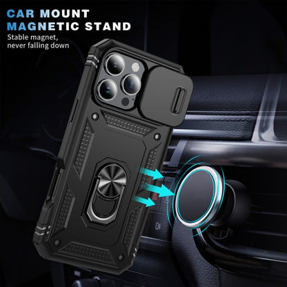 For iPhone 16 Pro Max Sliding Camshield TPU + PC Phone Case with Holder(Black) by buy2fix