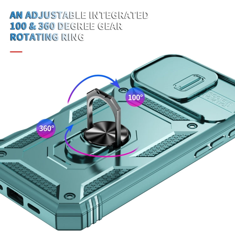 For iPhone 16 Pro Max Sliding Camshield TPU + PC Phone Case with Holder(Green) by buy2fix