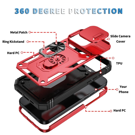 For iPhone 16 Pro Sliding Camshield TPU + PC Phone Case with Holder(Red+Black) by buy2fix